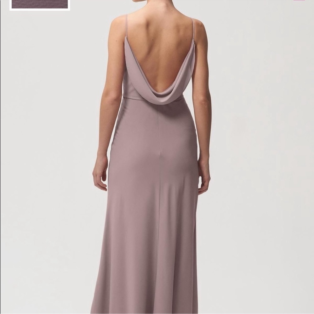 Jenny Yoo Elegant fig Spaghetti Strap Capri Dress size 8 bridesmaid full length - Picture 2 of 16